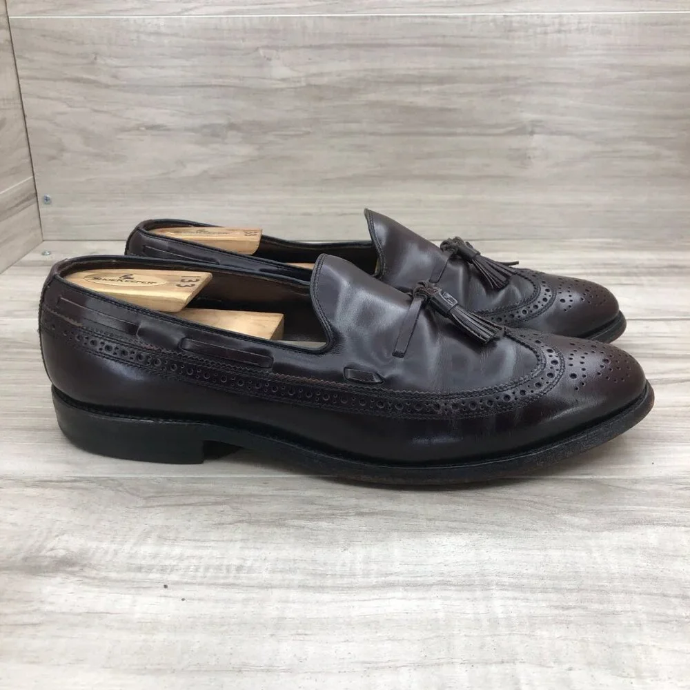 Allen Edmonds Loafers Mens 10D Burgundy Leather Slip On Shoes_2